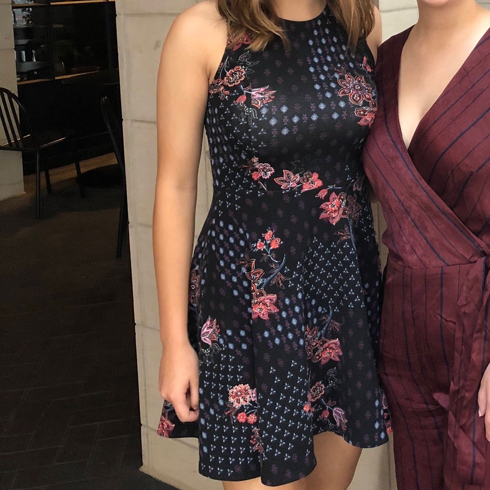 Hollister skater dress floral pattern open back